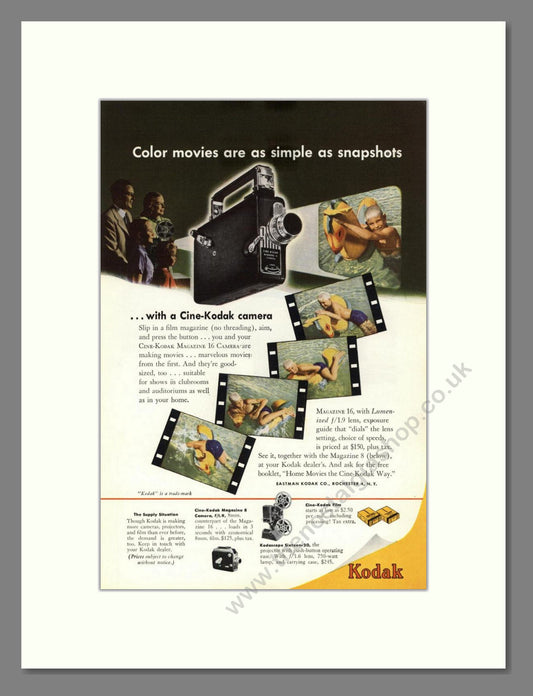 Kodak - Cine-Kodak Camera. Vintage Advert 1948 (ref AD68387)
