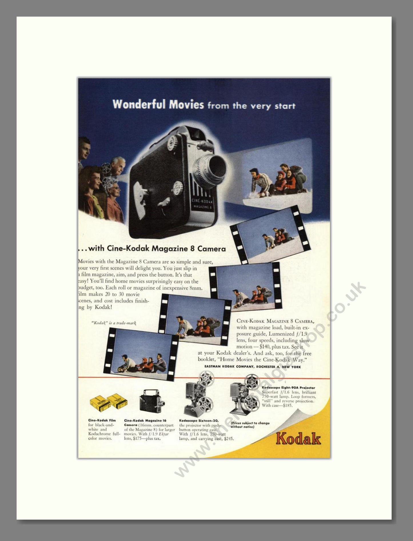 Kodak - Cine-Kodak Magazine 8 Camera. Vintage Advert 1949 (ref AD68389)