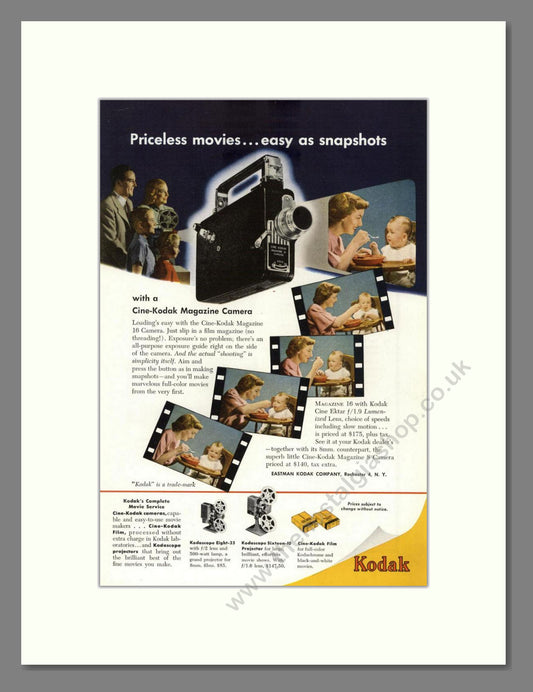 Kodak - Cine-Kodak Magazine 8 Camera. Vintage Advert 1949 (ref AD68390)