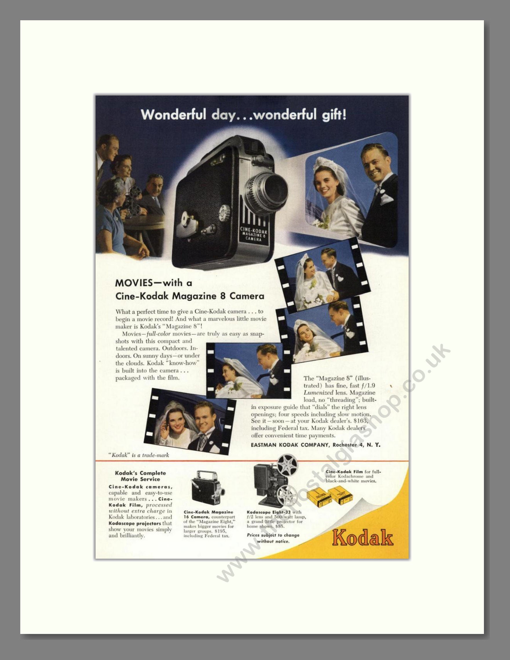 Kodak - Cine-Kodak Cameras. Vintage Advert 1949 (ref AD68391)