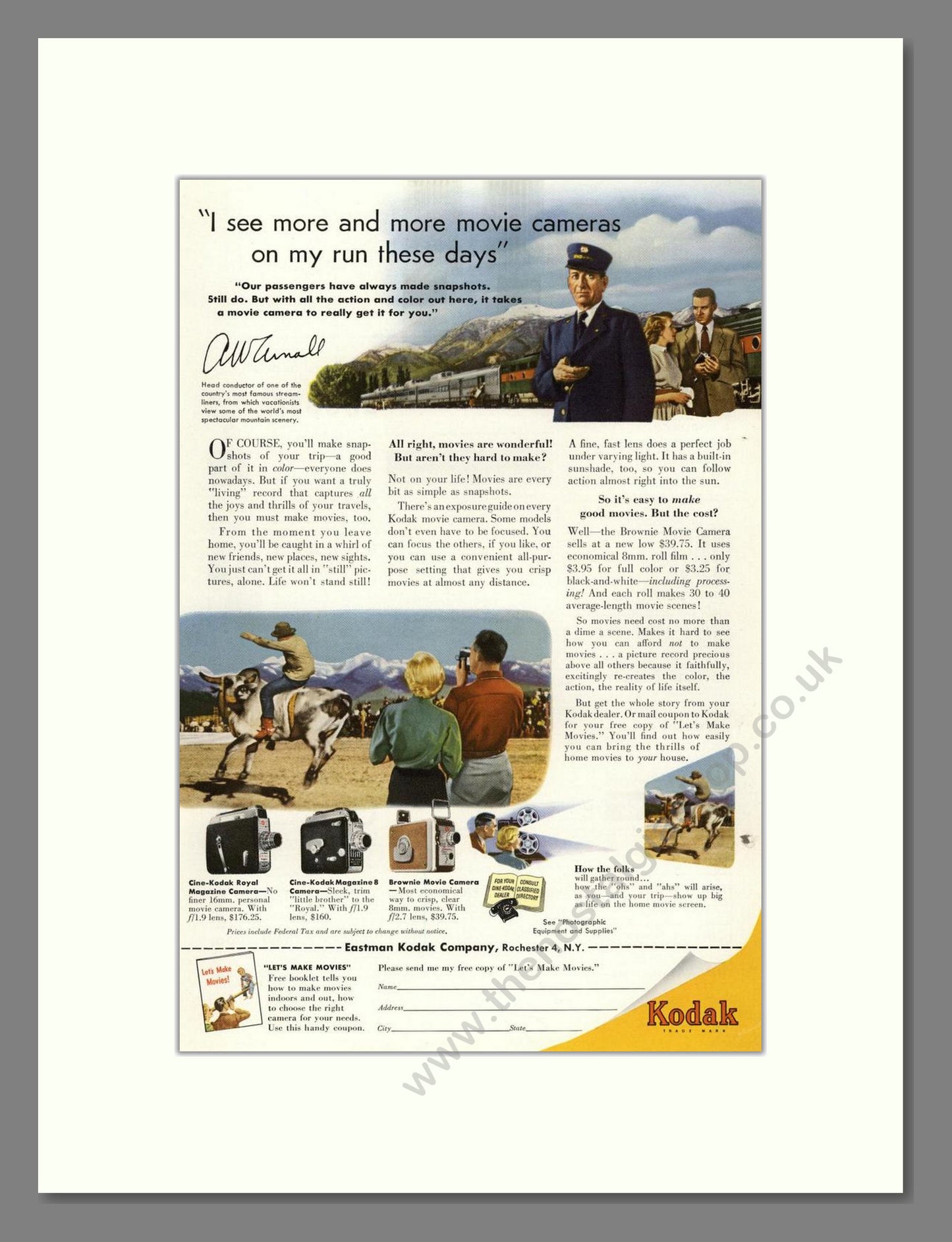 Kodak - Movie Cameras. Vintage Advert 1953 (ref AD68393)