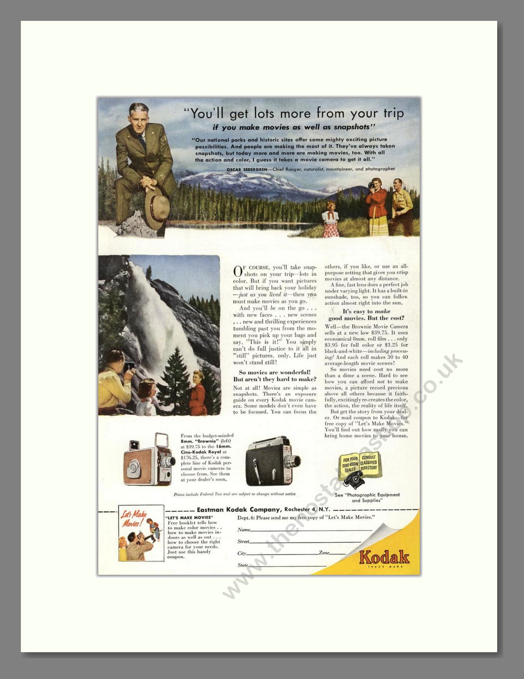 Kodak - Movie Cameras. Vintage Advert 1953 (ref AD68395)