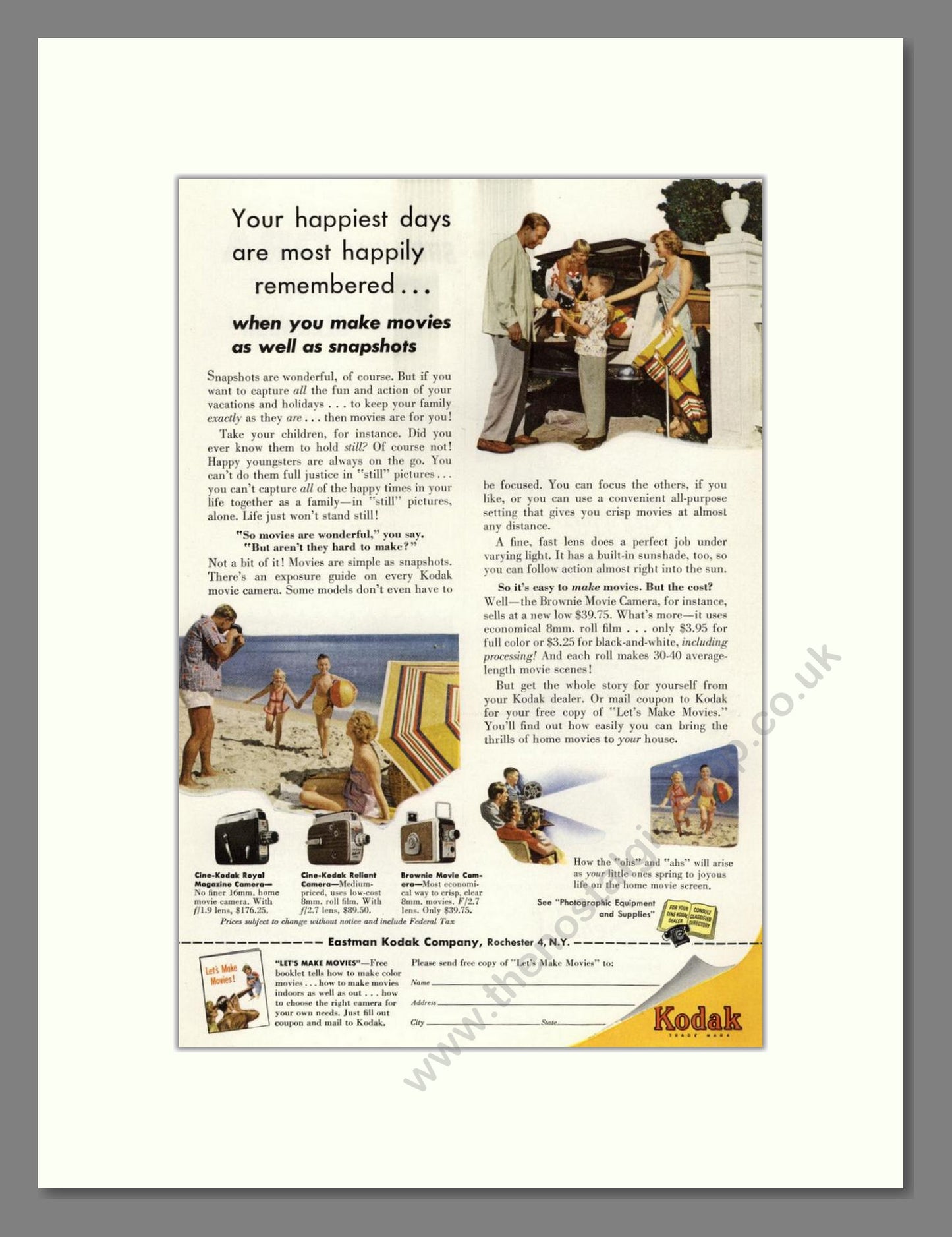 Kodak - Movie Cameras. Vintage Advert 1953 (ref AD68396)