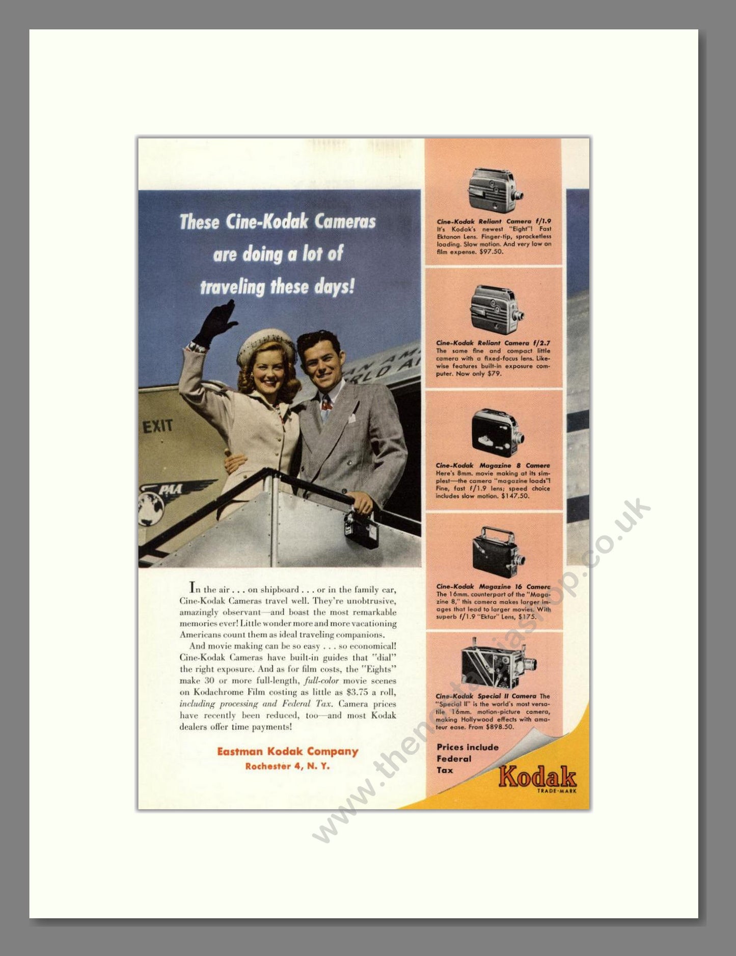 Kodak - Cine-Kodak Cameras. Vintage Advert 1950 (ref AD68420)