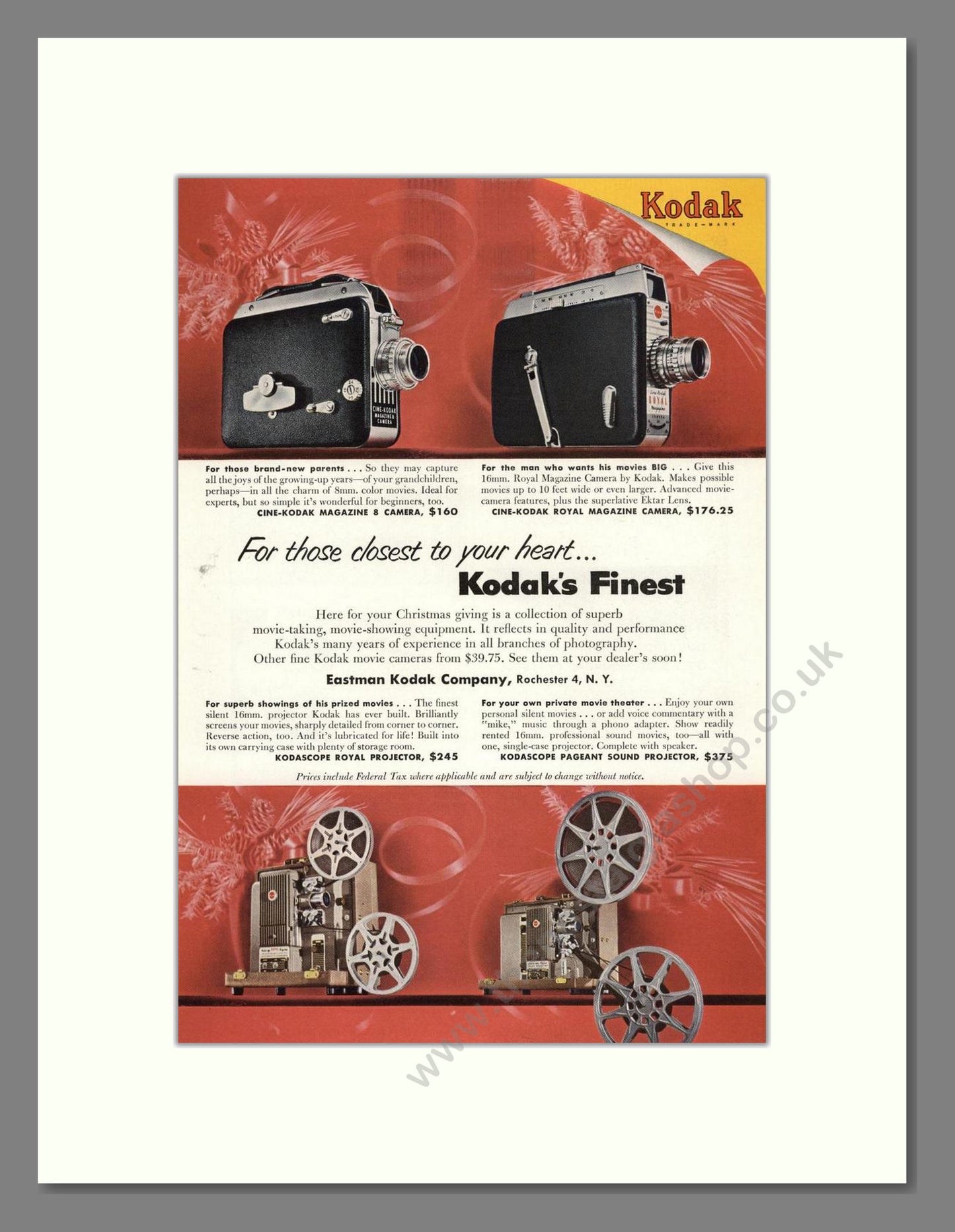 Kodak - Cine-Kodak Cameras And Projectors. Vintage Advert 1953 (ref AD68422)
