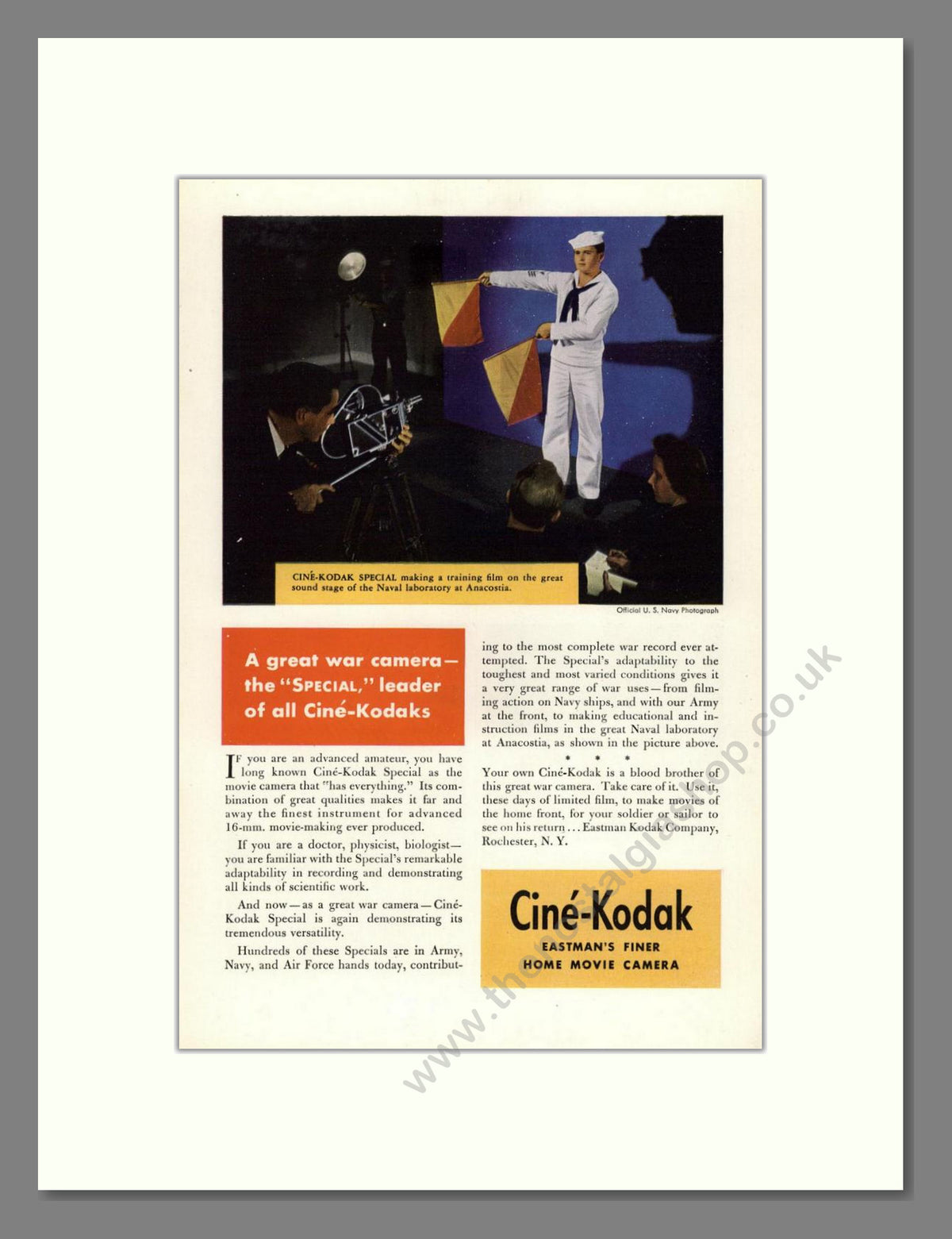 Kodak - Cine-Kodak Special. Vintage Advert 1944 (ref AD68742)