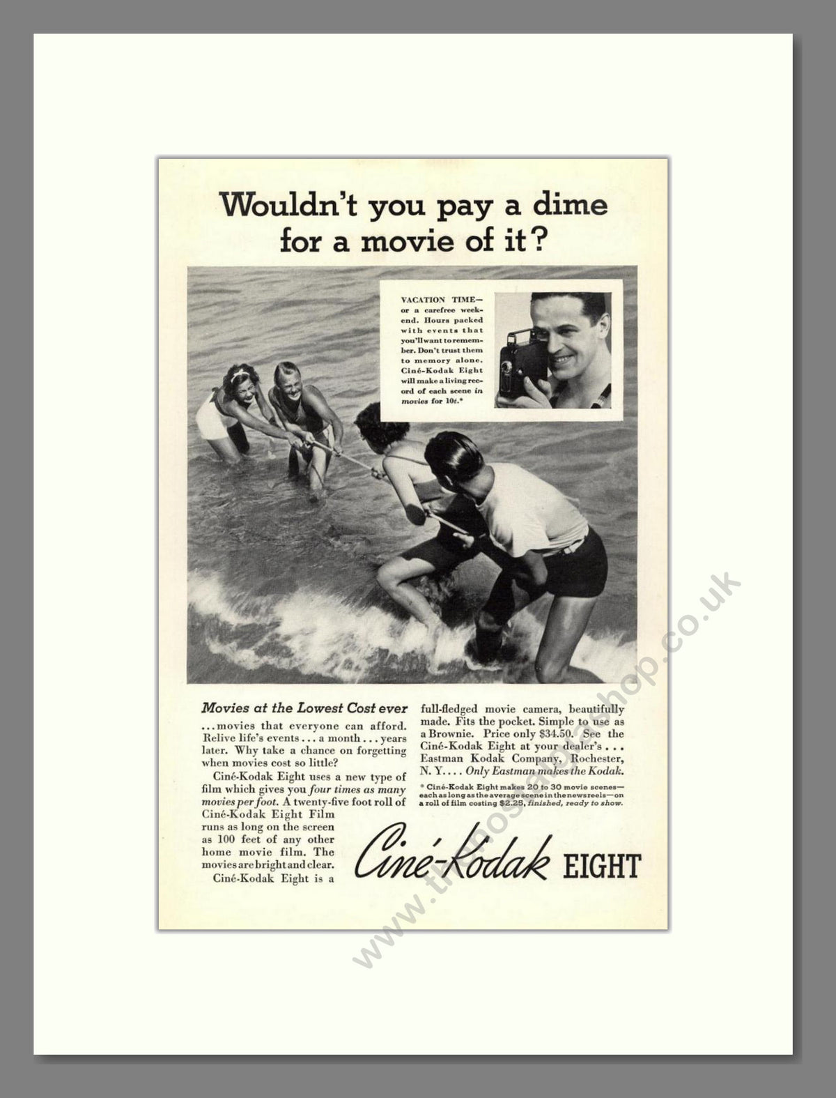Kodak - Cine-Kodak Eight. Vintage Advert 1935 (ref AD68744)