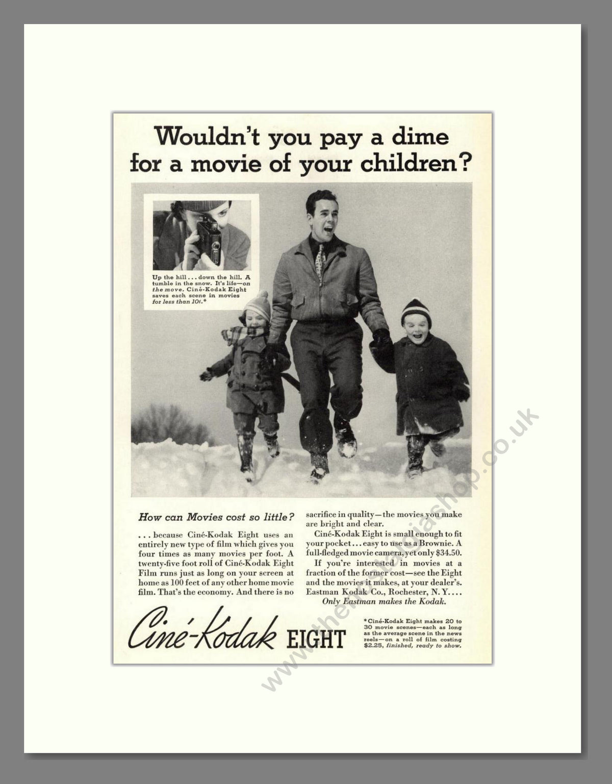 Kodak - Cine-Kodak Eight. Vintage Advert 1935 (ref AD68745)