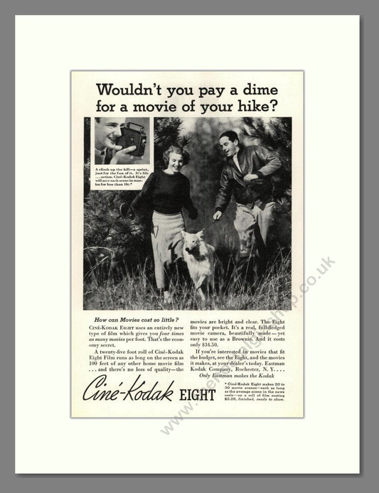 Kodak - Cine-Kodak Eight. Vintage Advert 1935 (ref AD68746)