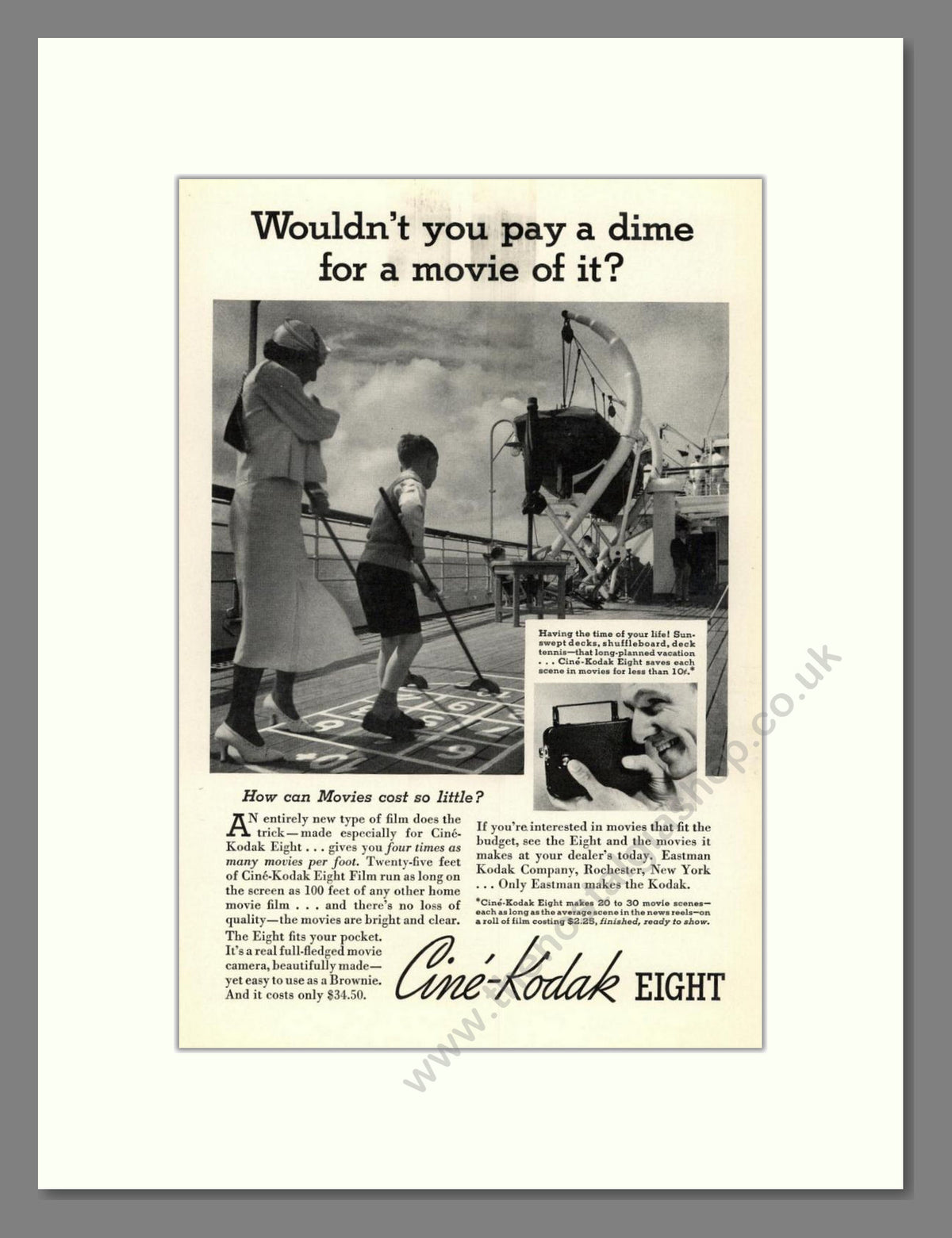 Kodak - Cine-Kodak Eight. Vintage Advert 1935 (ref AD68747)