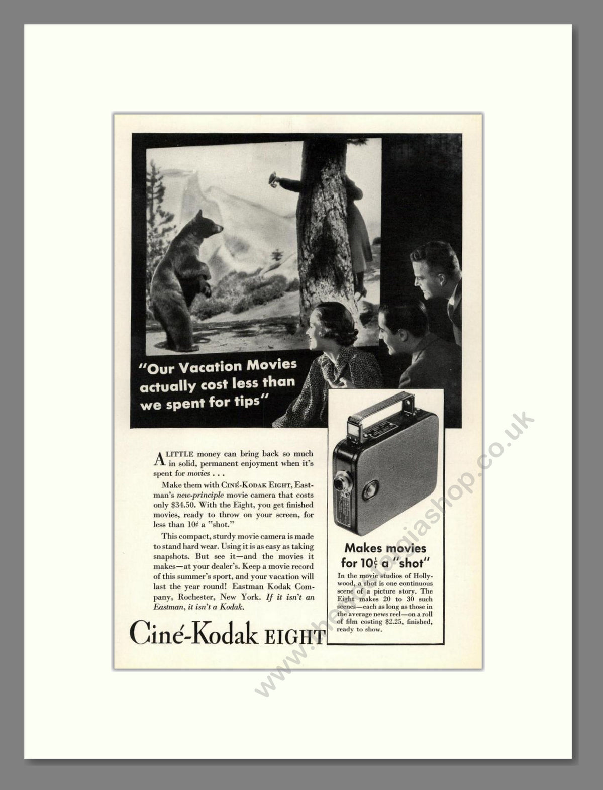 Kodak - Cine-Kodak Eight. Vintage Advert 1934 (ref AD68748)