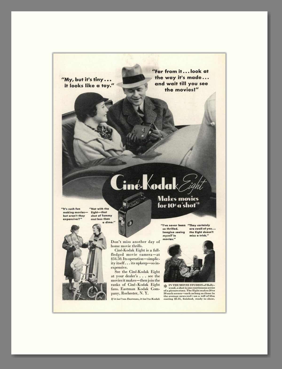 Kodak - Cine-Kodak Eight. Vintage Advert 1934 (ref AD68749)