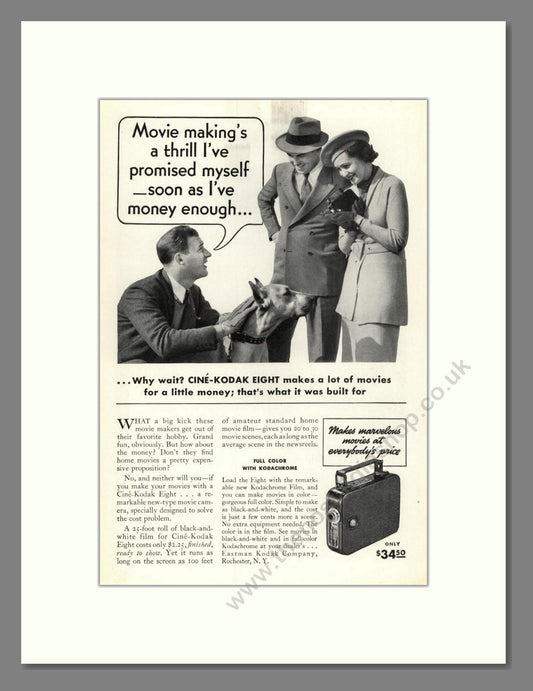 Kodak - Cine-Kodak Eight. Vintage Advert 1937 (ref AD68750)