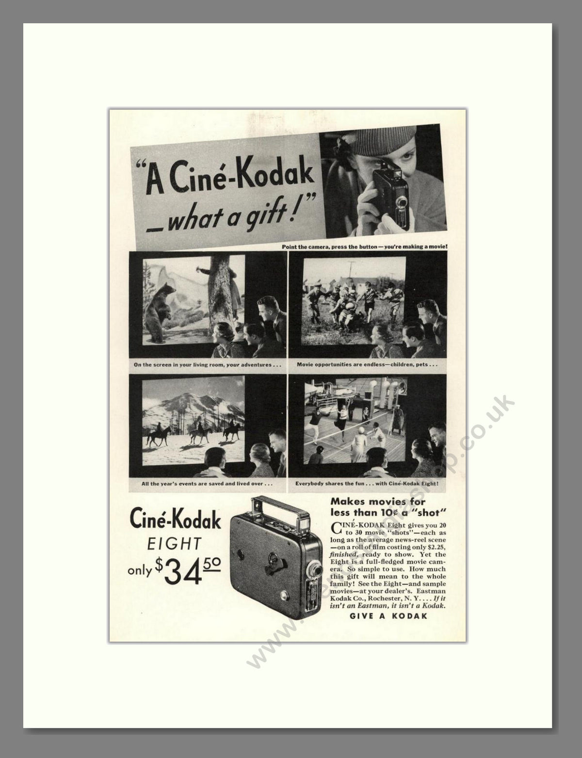 Kodak - Cine-Kodak Eight. Vintage Advert 1934 (ref AD68751)