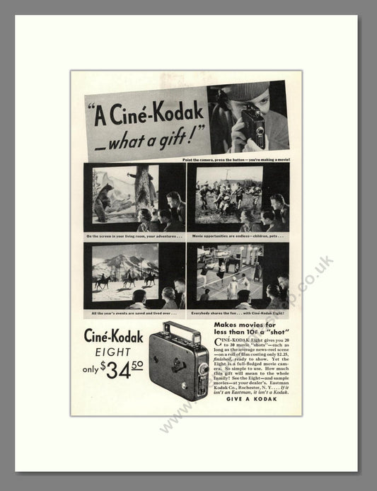 Kodak - Cine-Kodak Eight. Vintage Advert 1934 (ref AD68751)