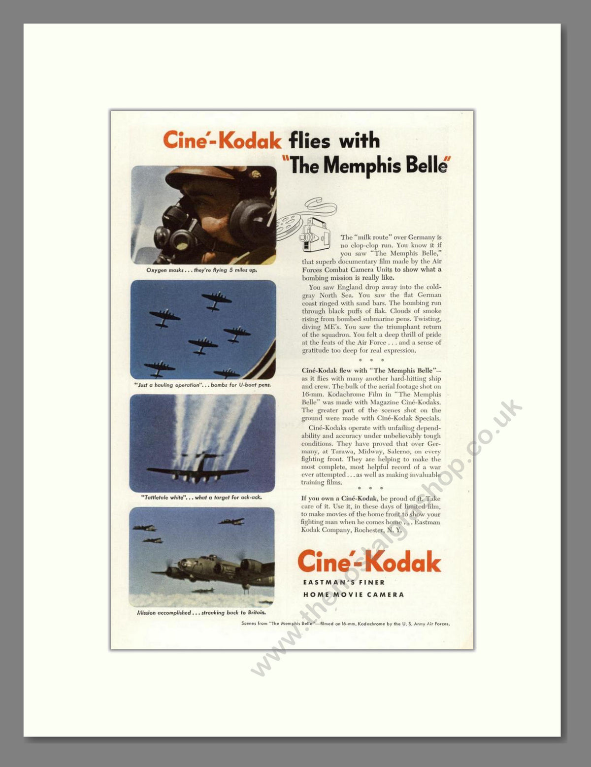 Kodak - Cine-Kodak Memphis Belle. Vintage Advert 1943 (ref AD68756)