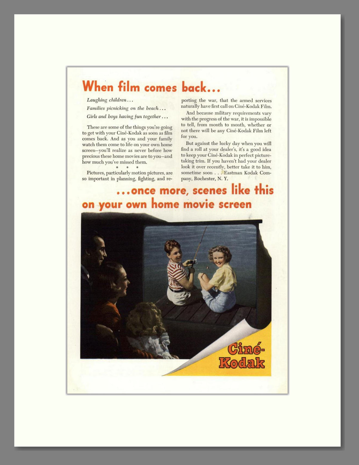 Kodak - Cine-Kodak Film. Vintage Advert 1945 (ref AD68758)