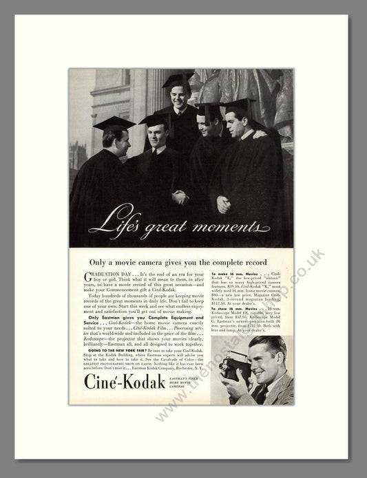 Kodak - Cine-Kodak Camera. Vintage Advert 1939 (ref AD68760)