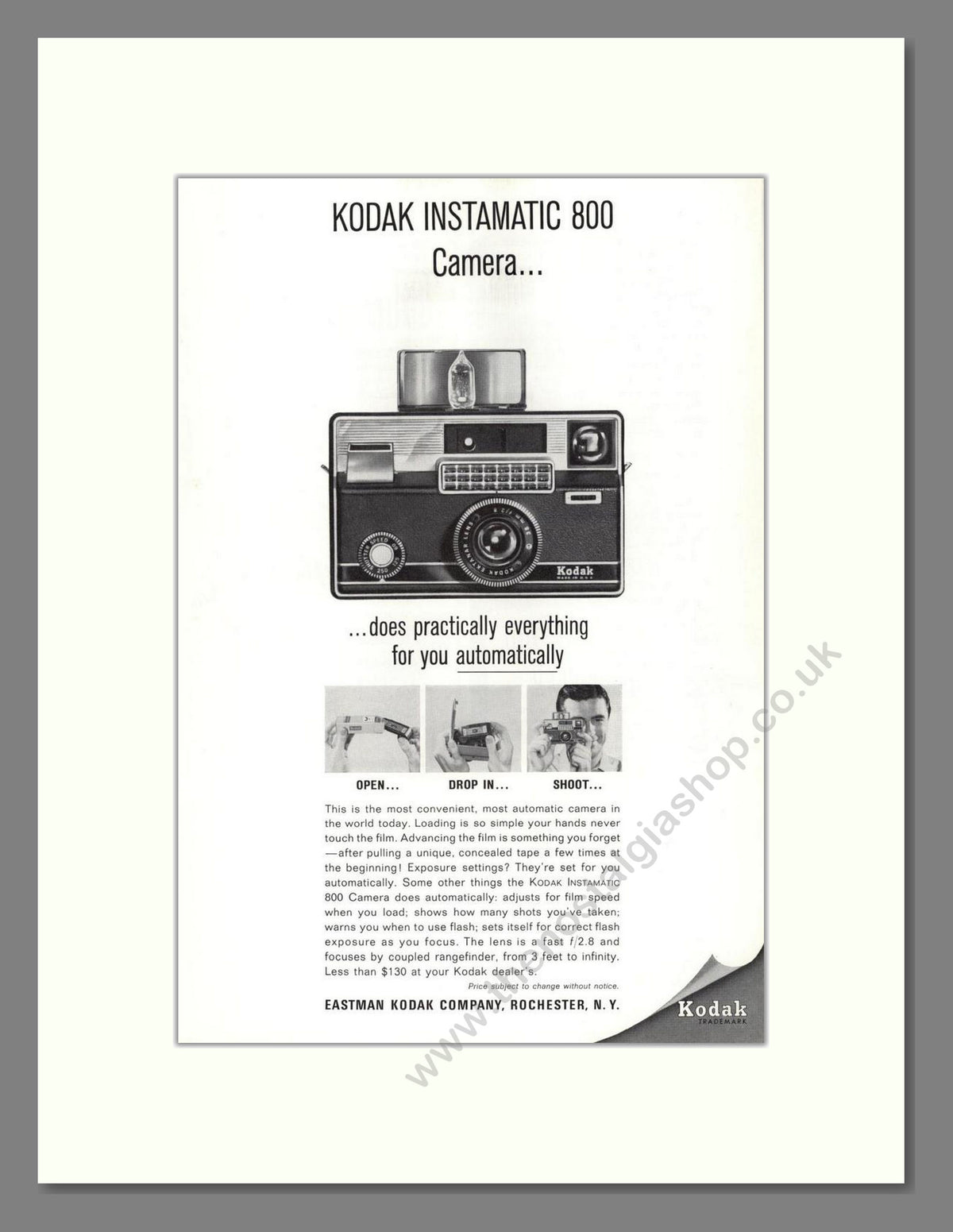 Kodak - Instamatic 800. Vintage Advert 1964 (ref AD68766)