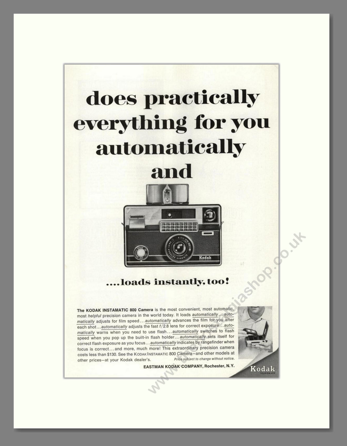 Kodak - Instamatic 800. Vintage Advert 1965 (ref AD68768)