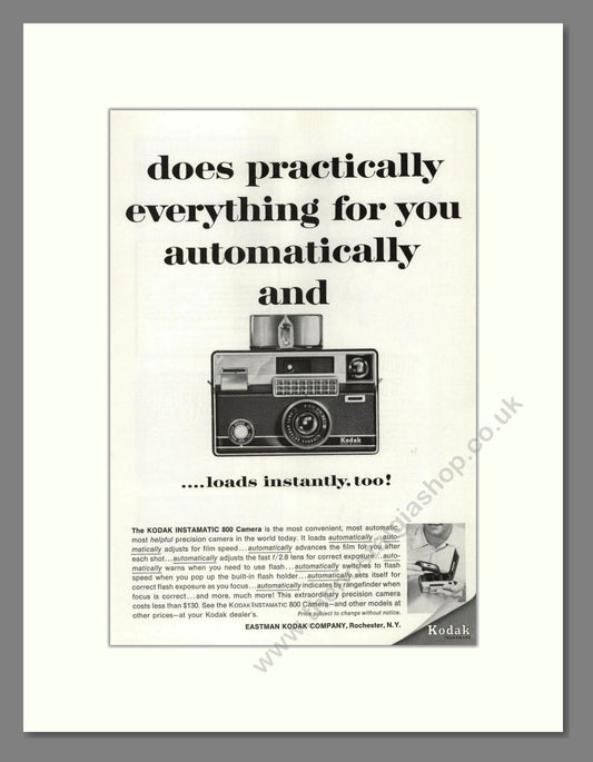 Kodak - Instamatic 800. Vintage Advert 1965 (ref AD68768)