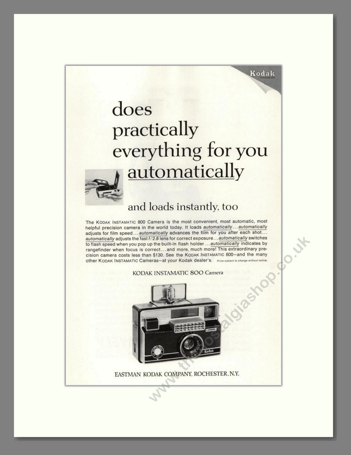Kodak - Instamatic 800. Vintage Advert 1965 (ref AD68769)