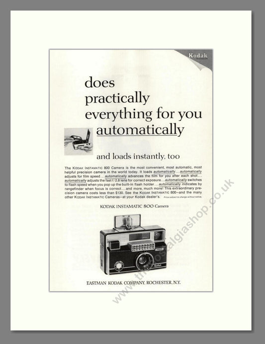 Kodak - Instamatic 800. Vintage Advert 1965 (ref AD68769)