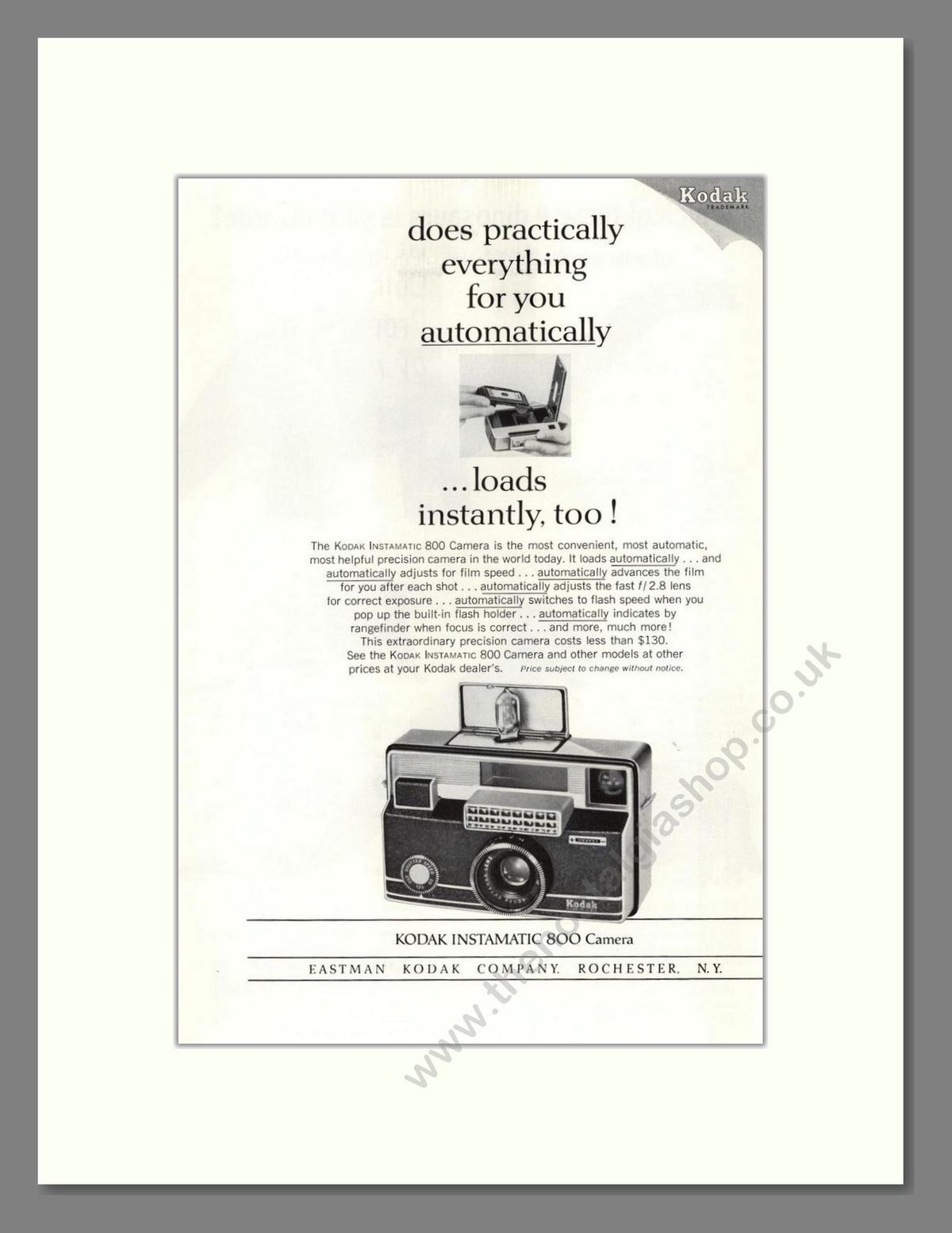 Kodak - Instamatic 800. Vintage Advert 1965 (ref AD68770)