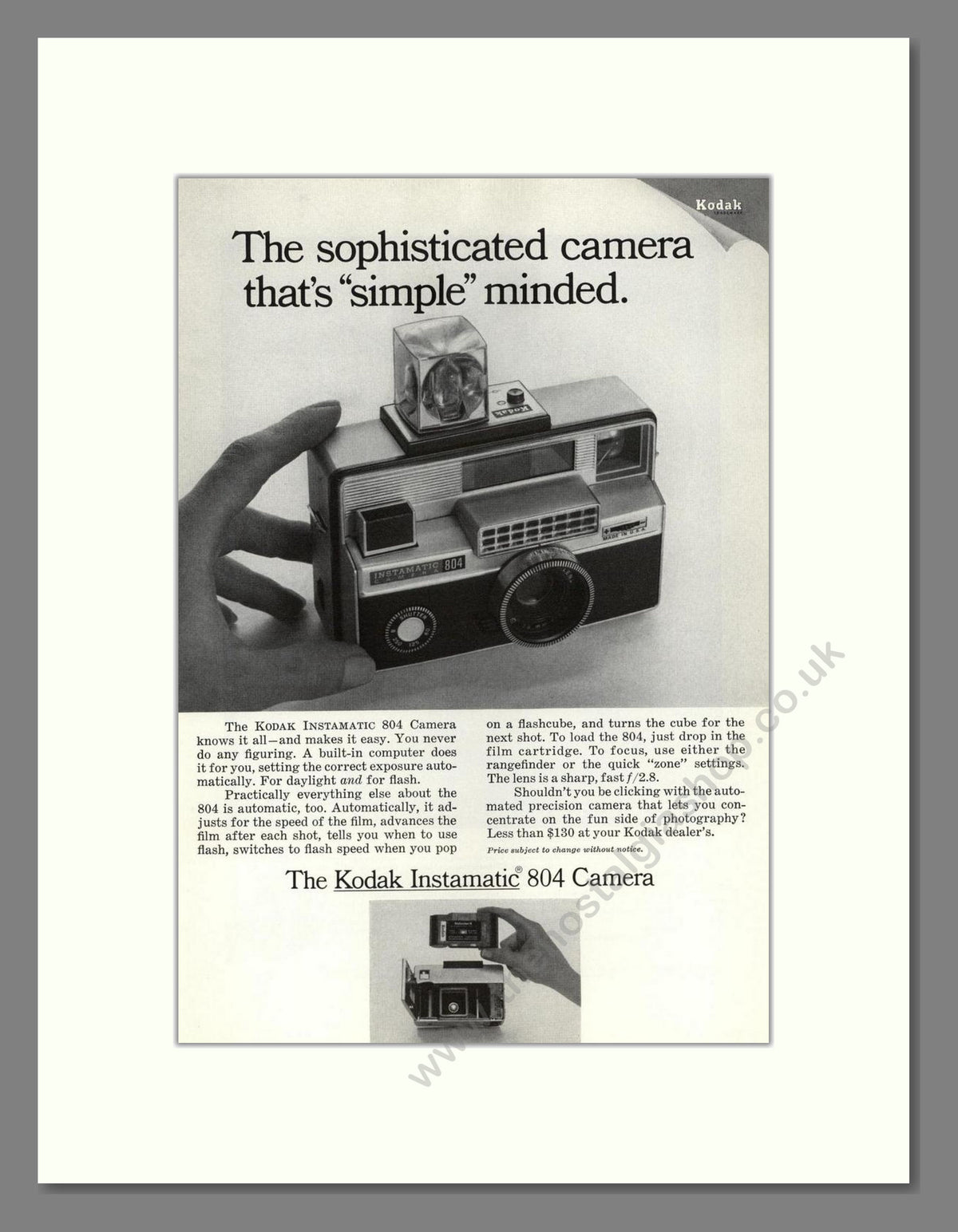 Kodak - Instamatic 804. Vintage Advert 1967 (ref AD68772)