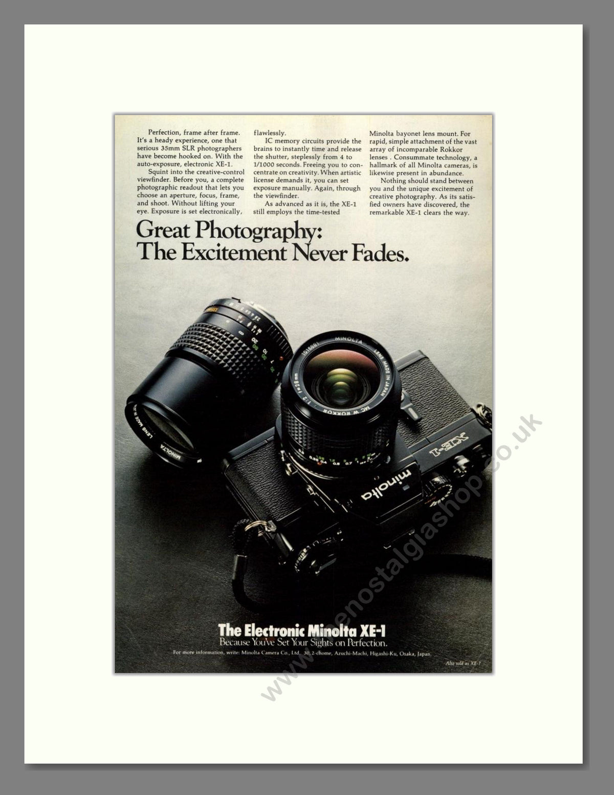Minolta - XE-1. Vintage Advert 1977 (ref AD68787)
