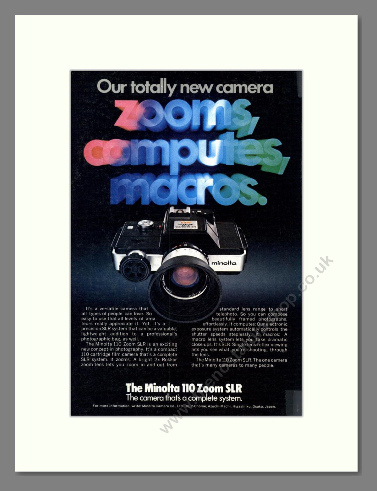Minolta - 110 Zoom SLR. Vintage Advert 1977 (ref AD68790)
