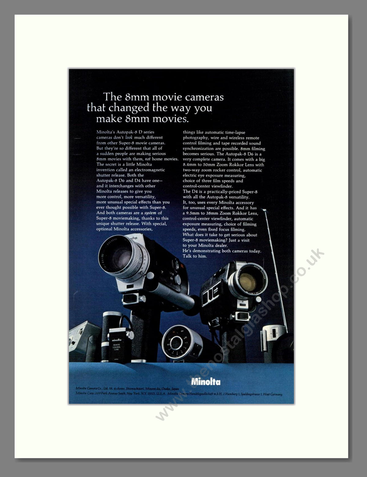 Minolta - 8mm Movie Cameras. Vintage Advert 1970 (ref AD68791)