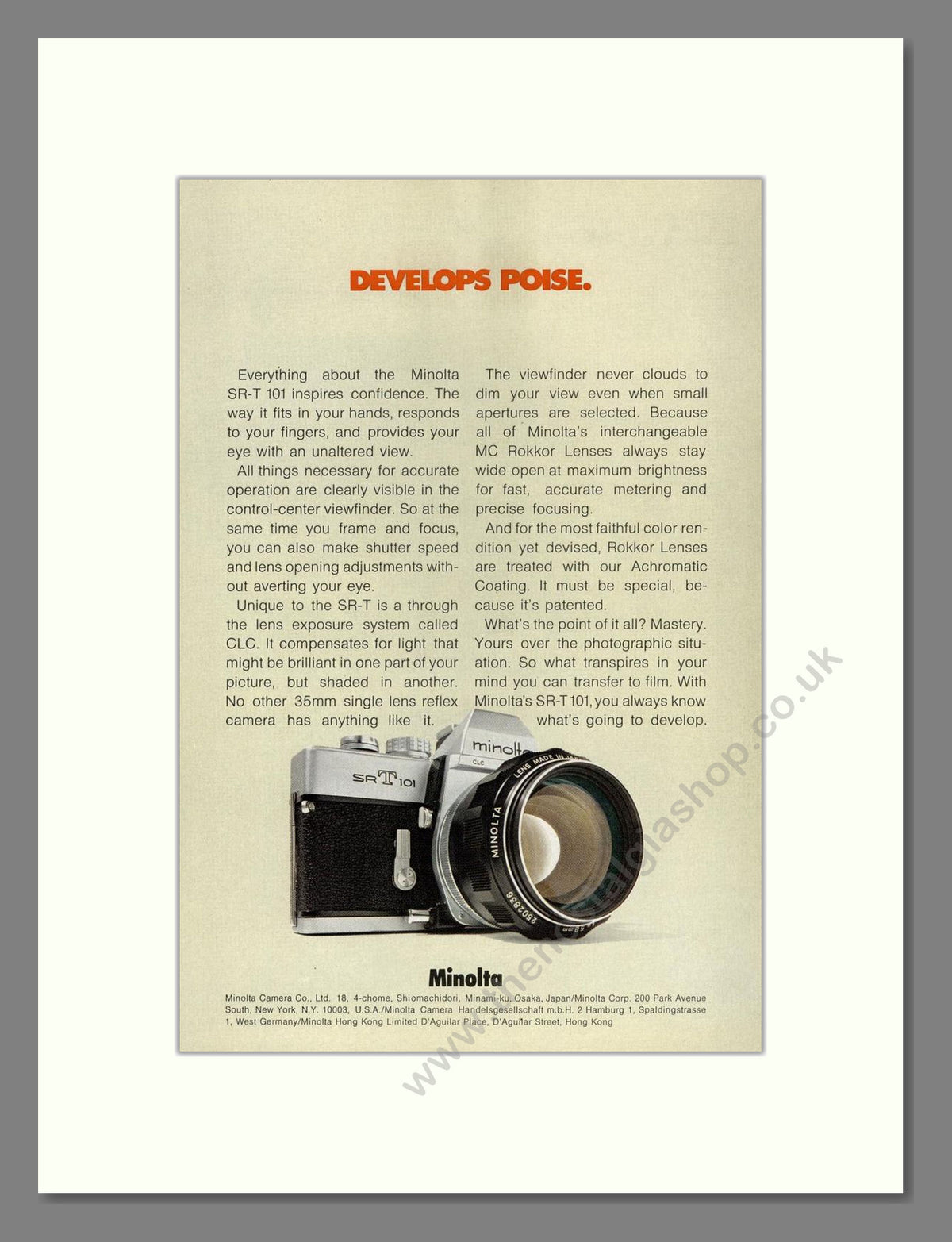 Minolta - SR T101. Vintage Advert 1972 (ref AD68793)