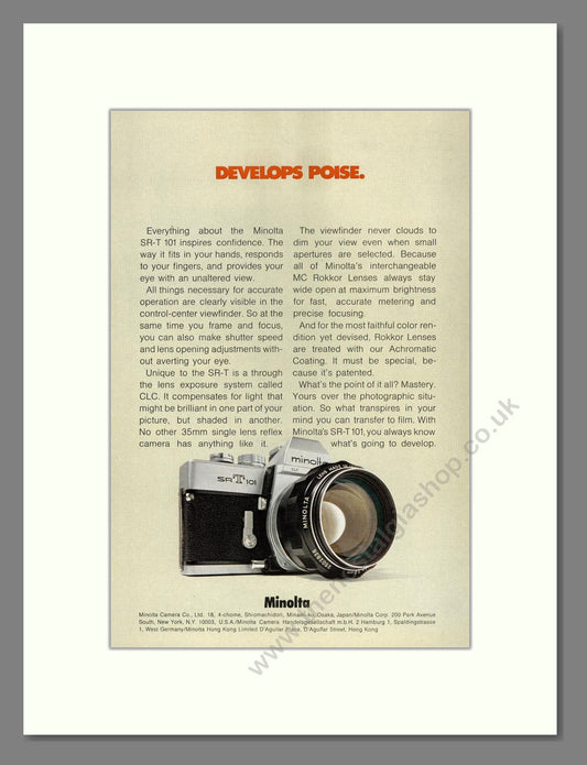 Minolta - SR T101. Vintage Advert 1972 (ref AD68793)
