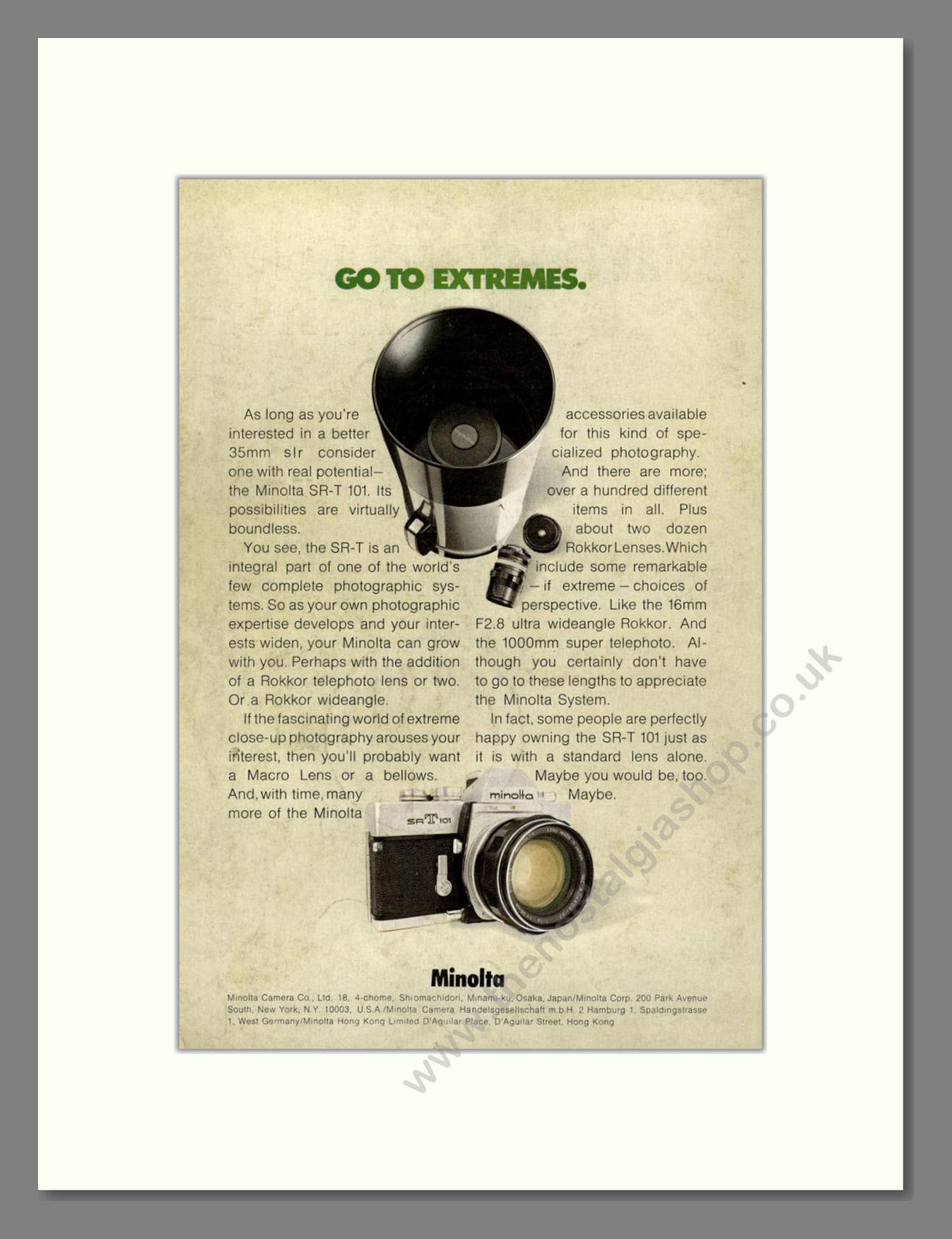 Minolta - SR T101. Vintage Advert 1973 (ref AD68794)