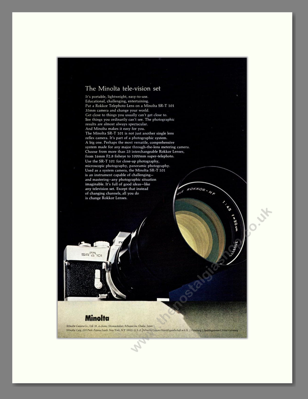 Minolta - SR T101. Vintage Advert 1971 (ref AD68798)