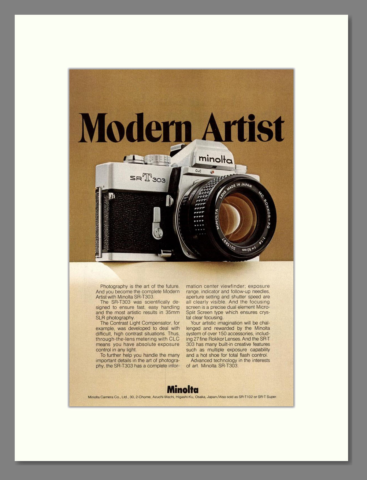 Minolta - SR T303. Vintage Advert 1973 (ref AD68799)