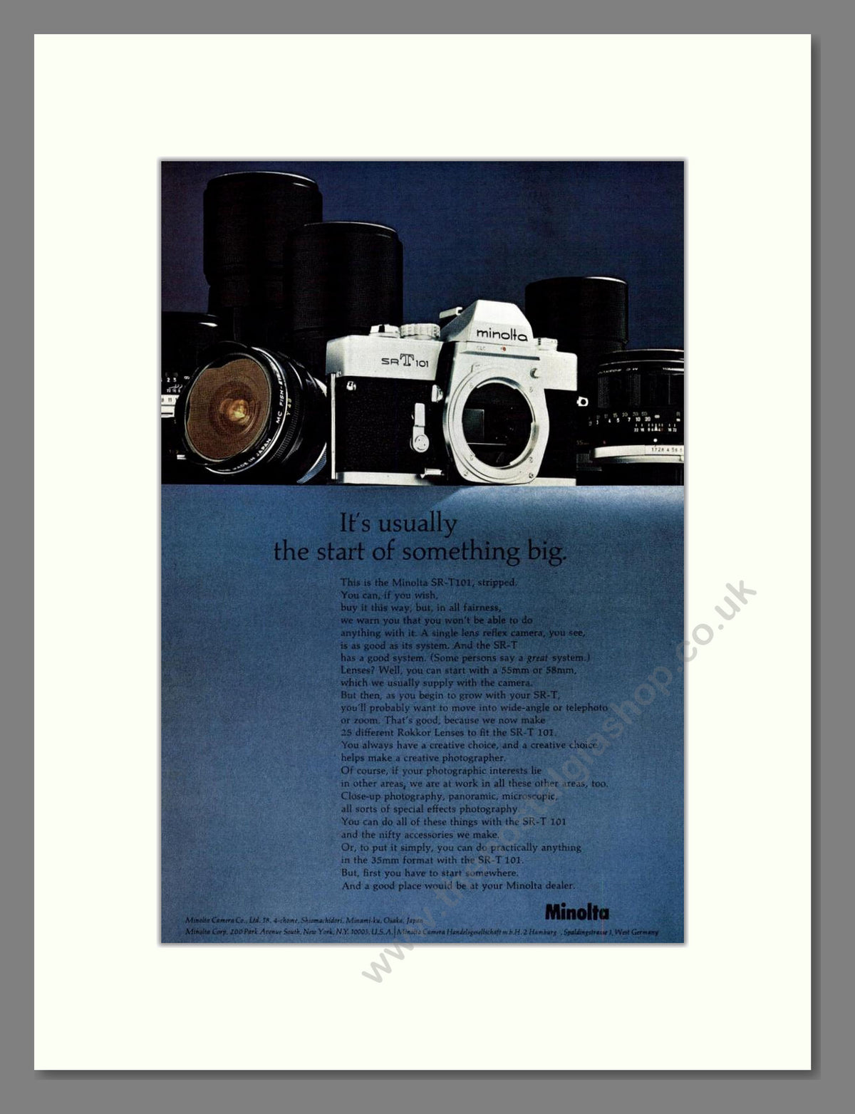 Minolta - SR T101. Vintage Advert 1972 (ref AD68800)