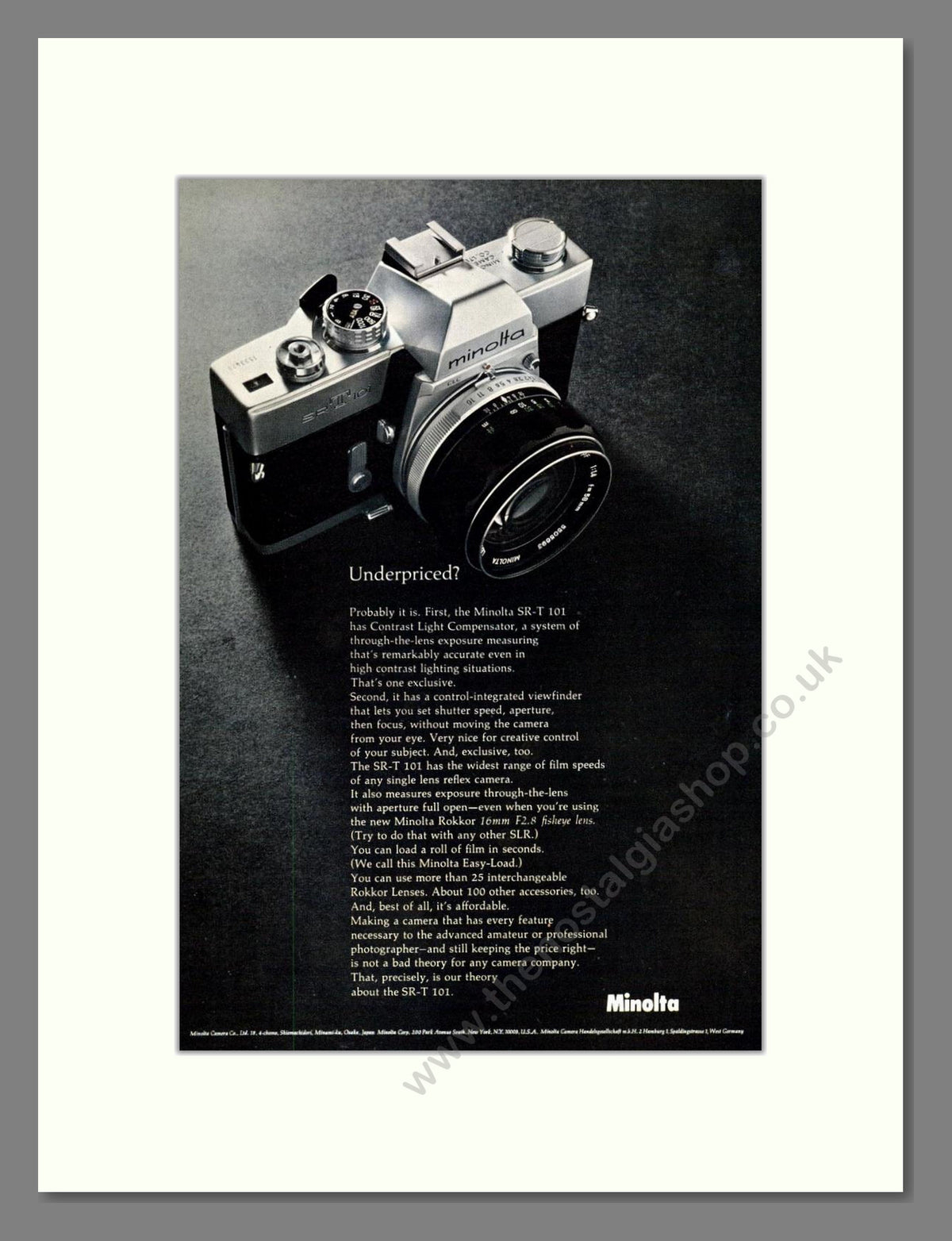 Minolta - SR T101. Vintage Advert 1971 (ref AD68802)