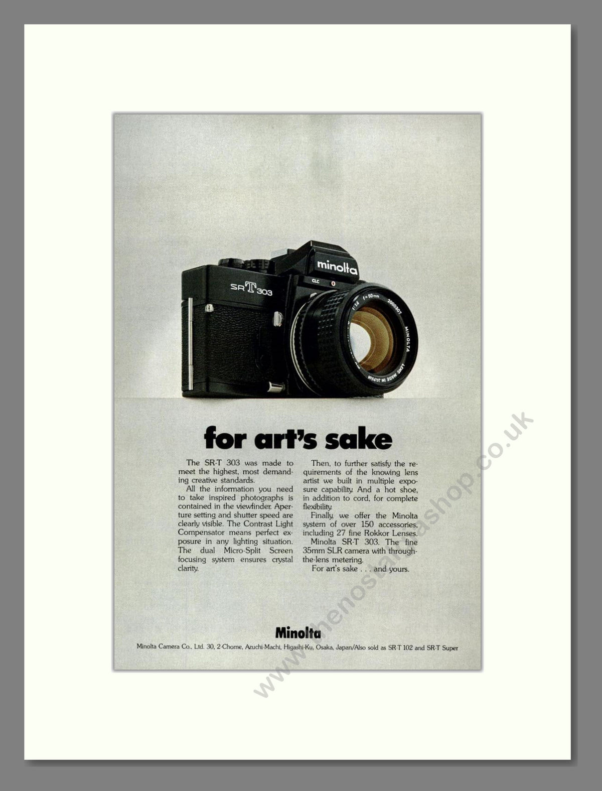 Minolta - SR T303. Vintage Advert 1974 (ref AD68805)