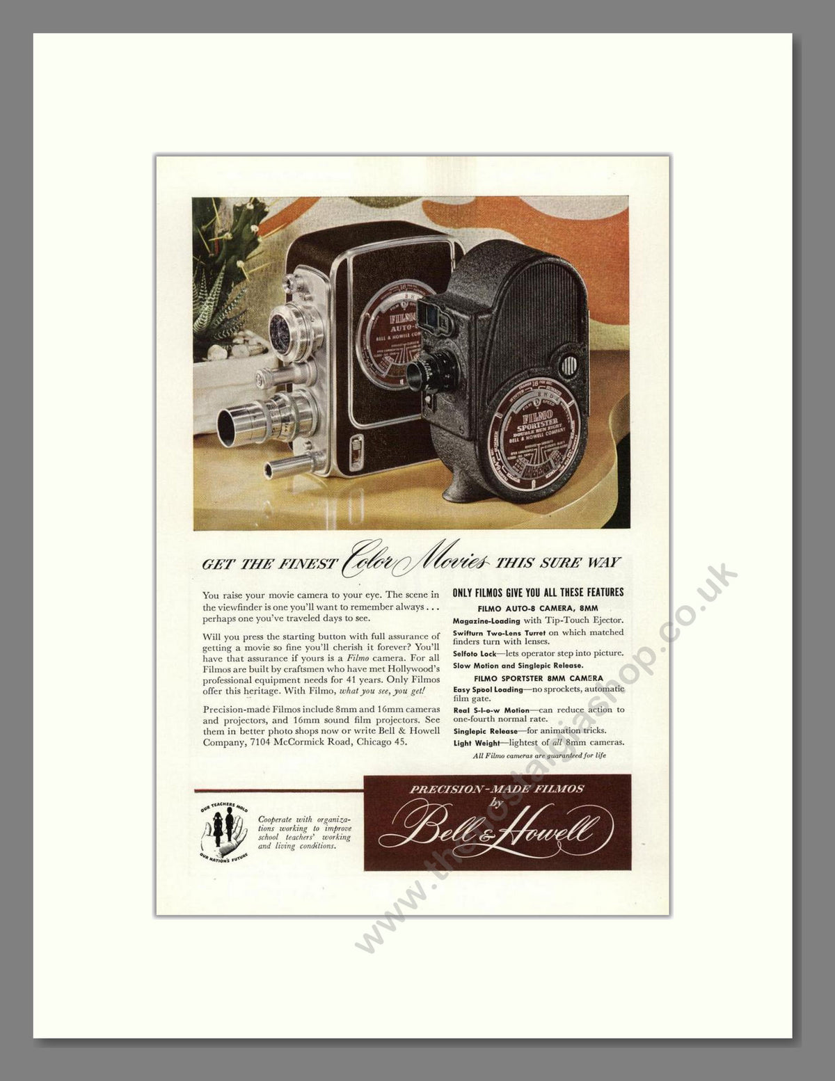 Bell & Howell - Filmo. Vintage Advert 1948 (ref AD68826)