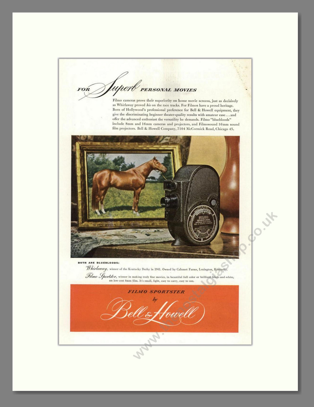 Bell & Howell - Filmo Sportster. Vintage Advert 1947 (ref AD68827)