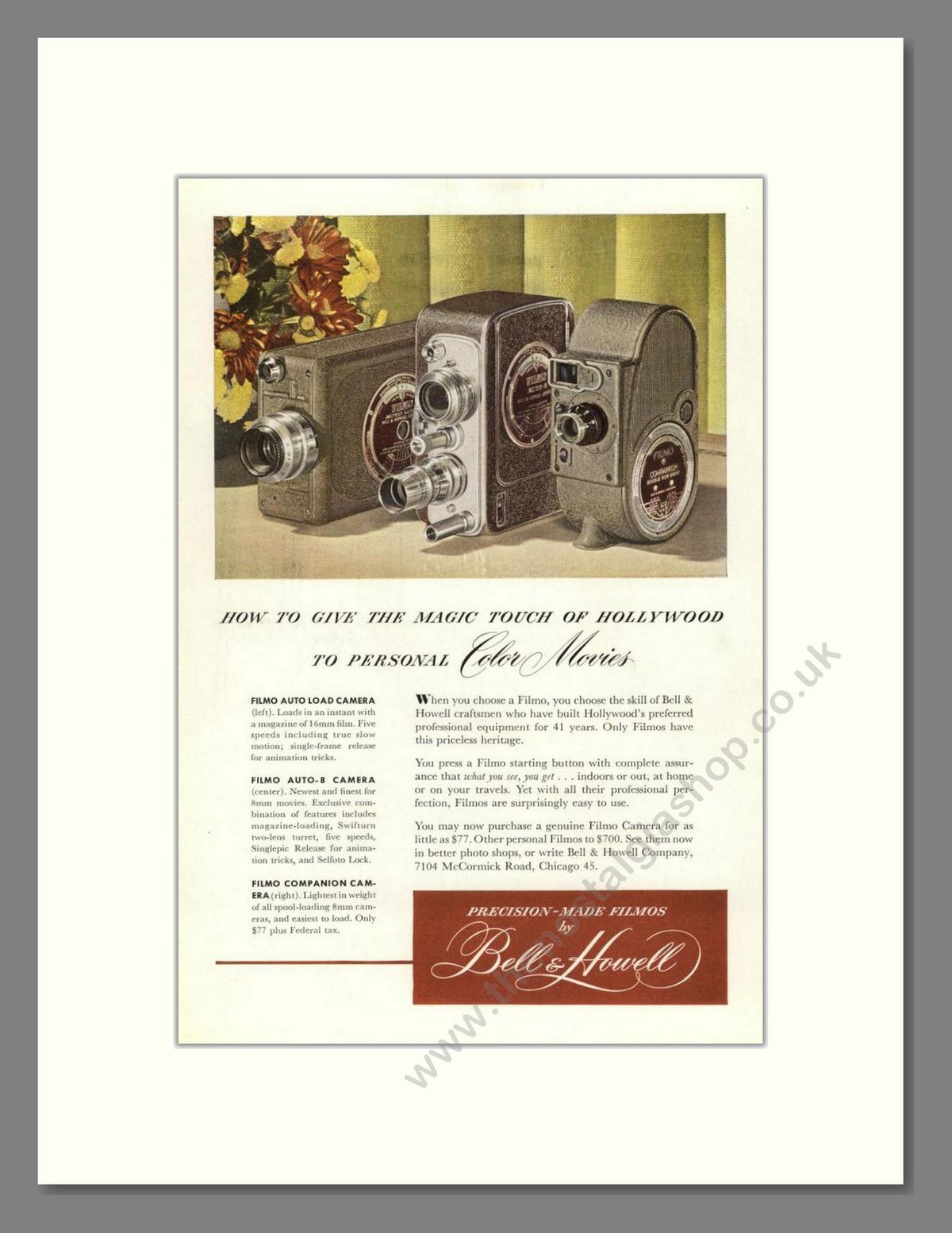 Bell & Howell - Filmo Cameras. Vintage Advert 1948 (ref AD68829)