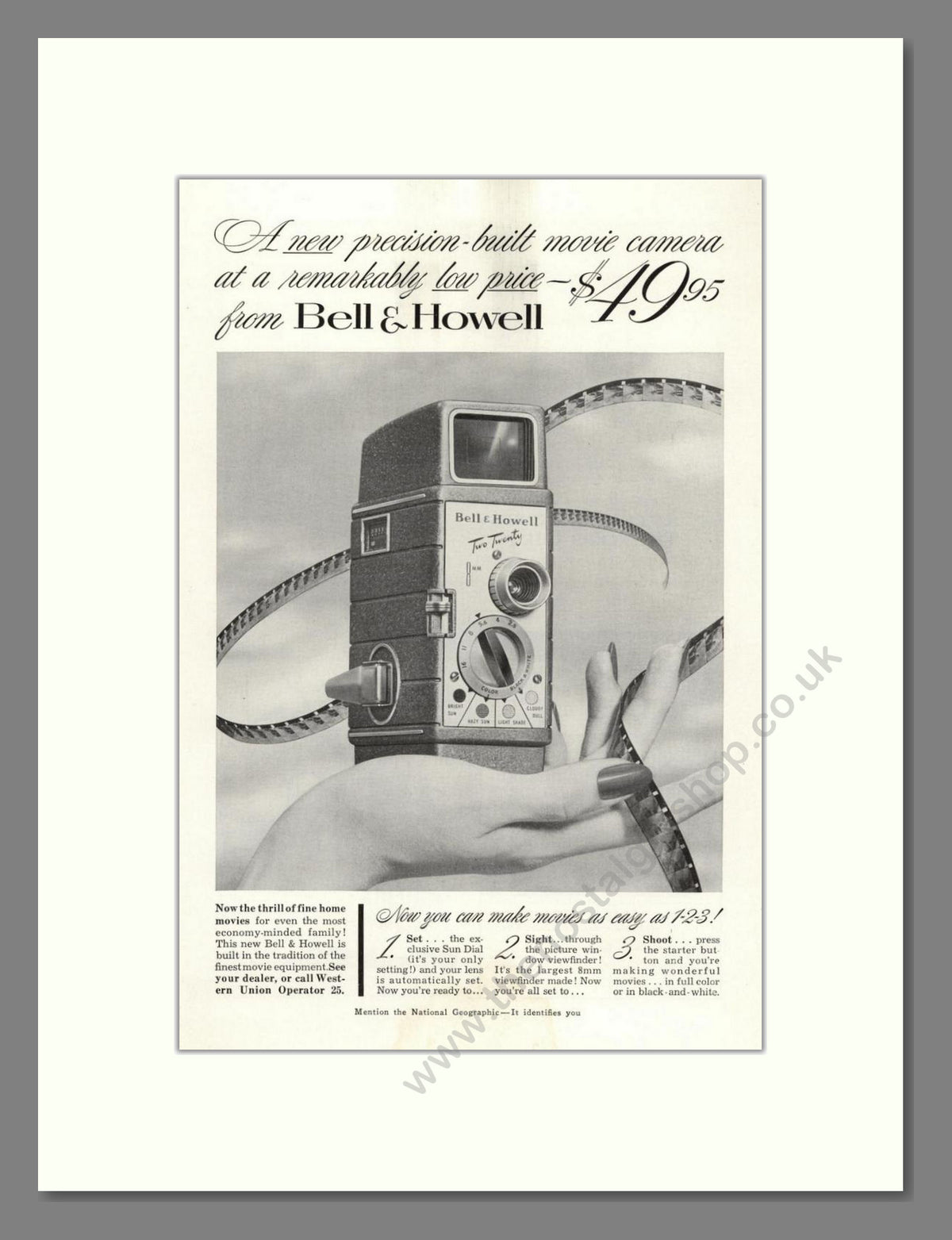 Bell & Howell - Two Twenty Movie Camera. Vintage Advert 1953 (ref AD68834)