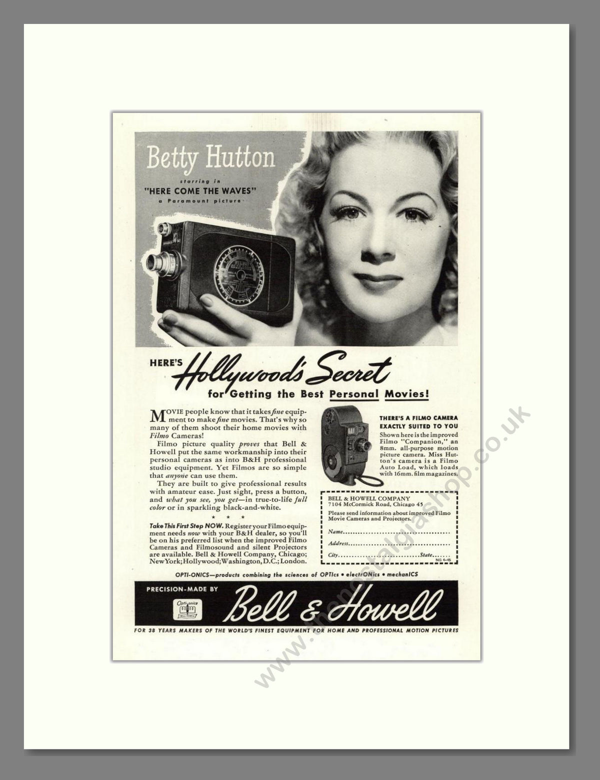 Bell & Howell - Filmo Companion. Vintage Advert 1945 (ref AD68836)