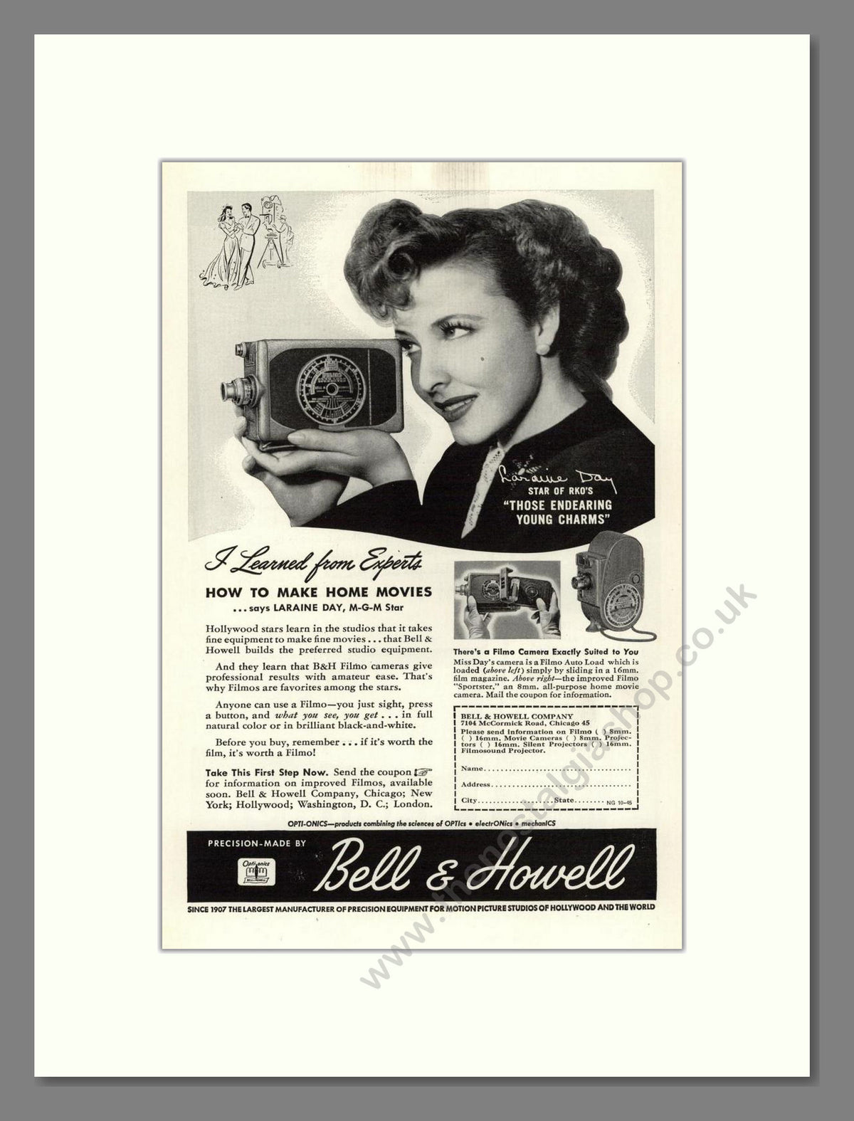 Bell & Howell - Filmo Auto Load. Vintage Advert 1945 (ref AD68837)