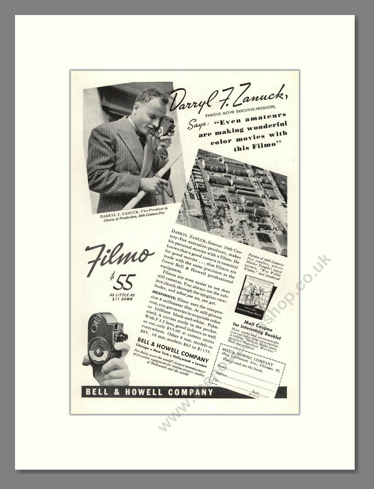Bell & Howell - Filmo Movie Cameras. Vintage Advert 1937 (ref AD68839)