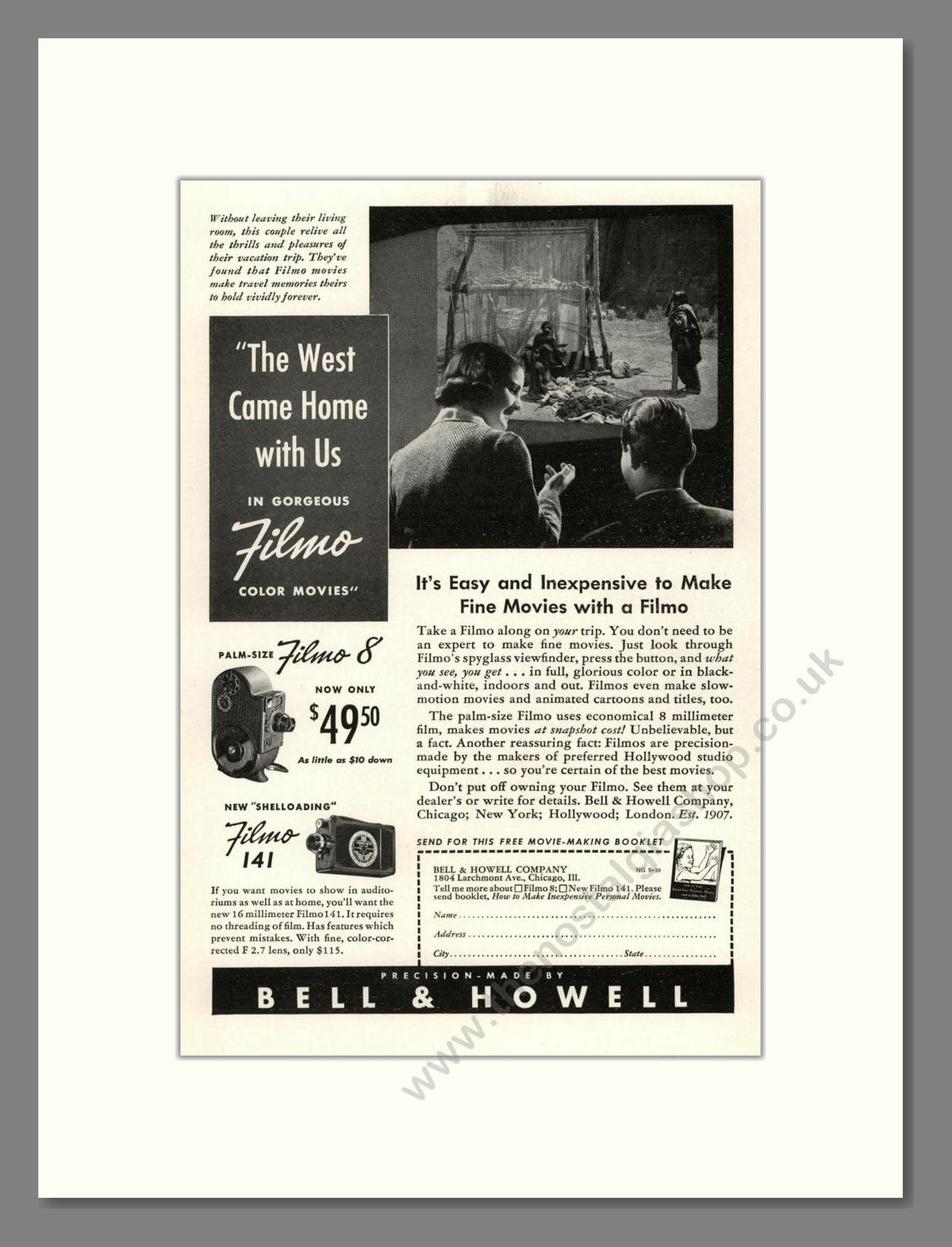 Bell & Howell - Filmo 8. Vintage Advert 1939 (ref AD68842)
