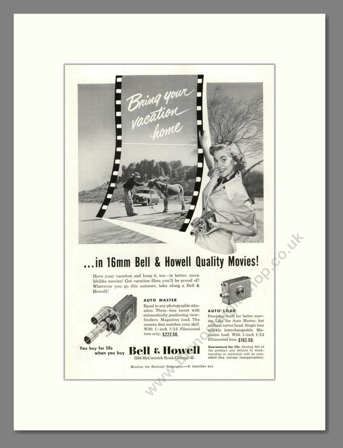 Bell & Howell - Filmo 16mm Cameras. Vintage Advert 1950 (ref AD68843)