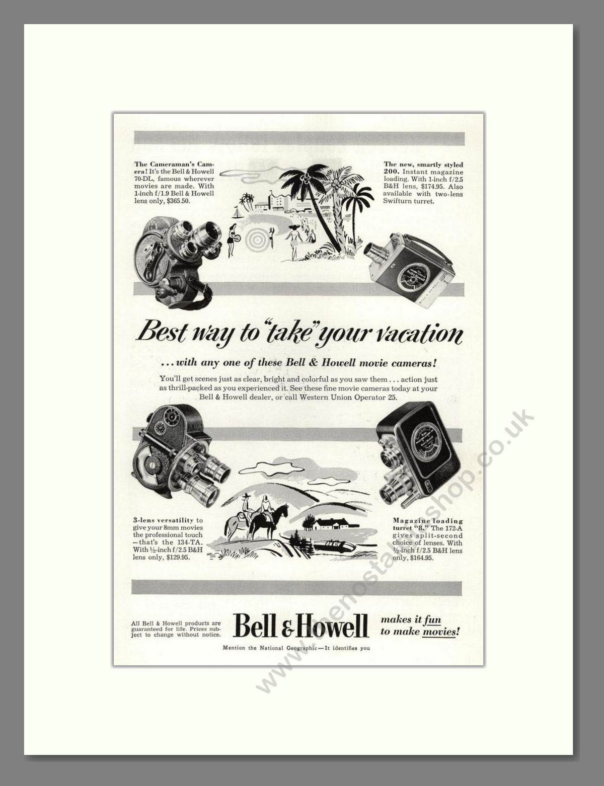 Bell & Howell - Movie Cameras. Vintage Advert 1953 (ref AD68847)